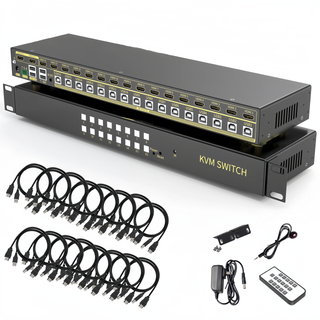 自定义16端口HDMI DVI VGA SDI USB KVM开关支持HotKeys切换到4K@60Hz